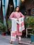 Women Plus Size Peach Pure Cotton Kurta Set With Dupatta